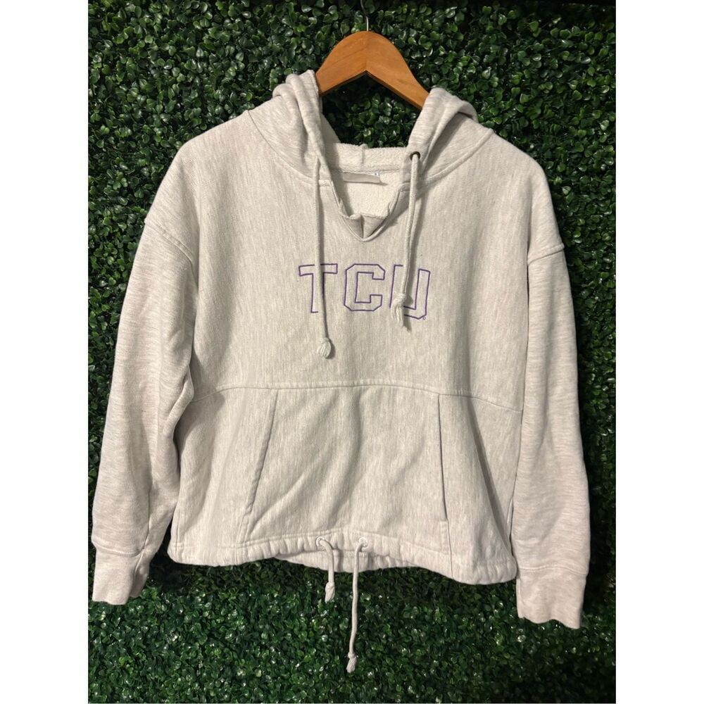 Champion Reverse Weave Texas Christian University TCU Hoodie Size Small Boxy Fi